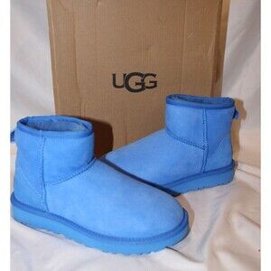 NIB‎ UGG Women's Classic Suede Shearling Lined Mini II Boots ROYAL BLUE SZ 6
